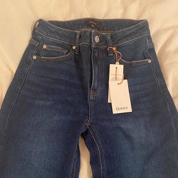 Quince High Rise Dark Blue Jeans - Picture 1 of 8